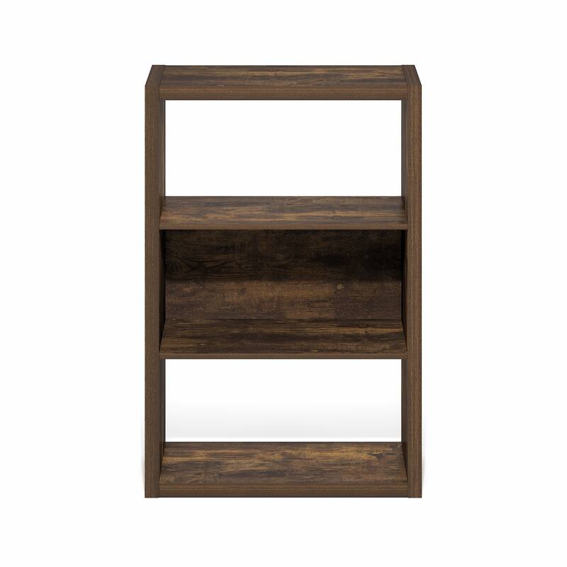 Furinno Viola 3-Tier Open Shelf Bookcase, Bookshelf, Dark Oak