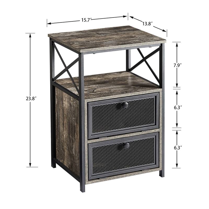Javlergo Nightstand with 2 Drawers and Storage Shelf for Bedroom, Small Night Stands, Bed Side Table