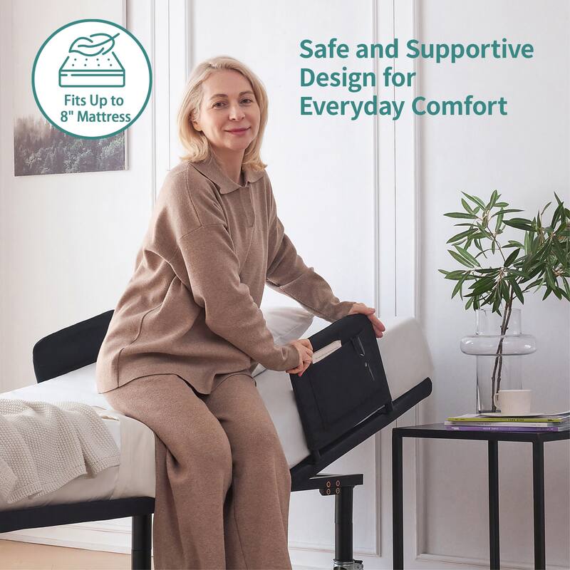 FlexCare Adjustable Bed Frame with Bed Rails – Wireless Remote Zero Gravity Electric Bed