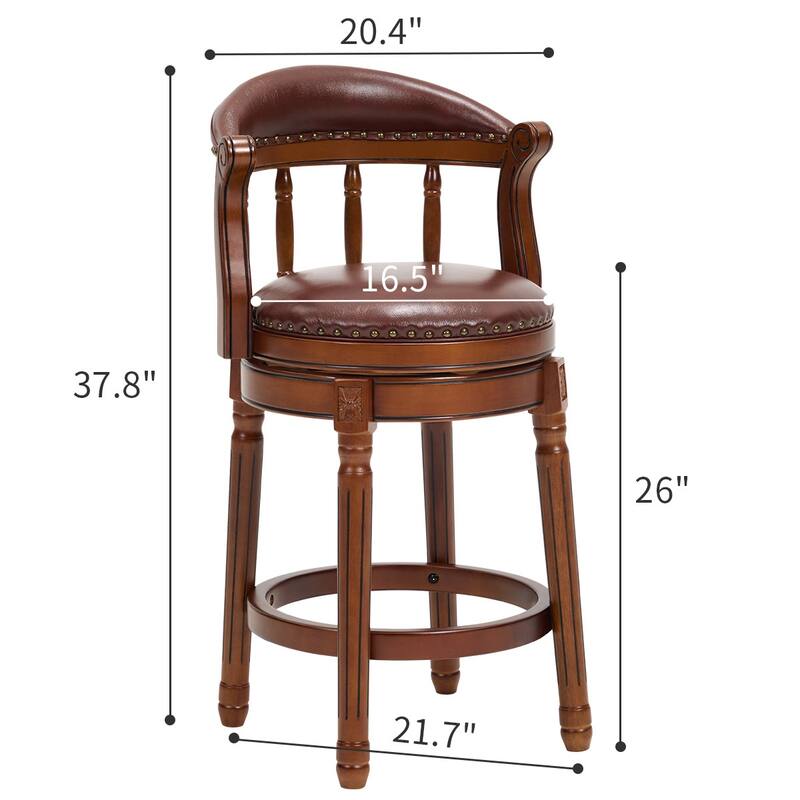 Wooden Swivel Bar Height Chair Side Chair - Brown