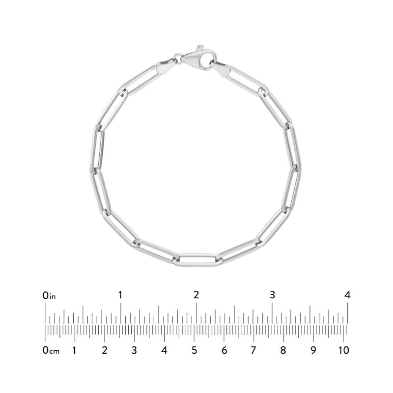 Curata 14k White, Yellow or Rose Gold 8" 5x17mm Links Paperclip Chain Bracelet for Women