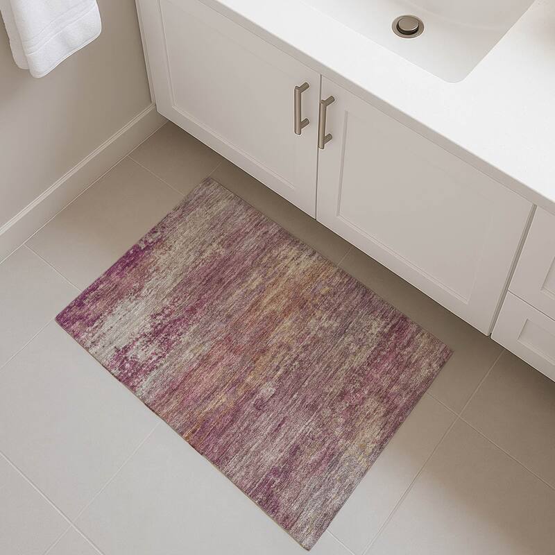 Premium Washable Super Soft Modern Casual Mayfield Rug - Merlot - 1'8" x 2'6"