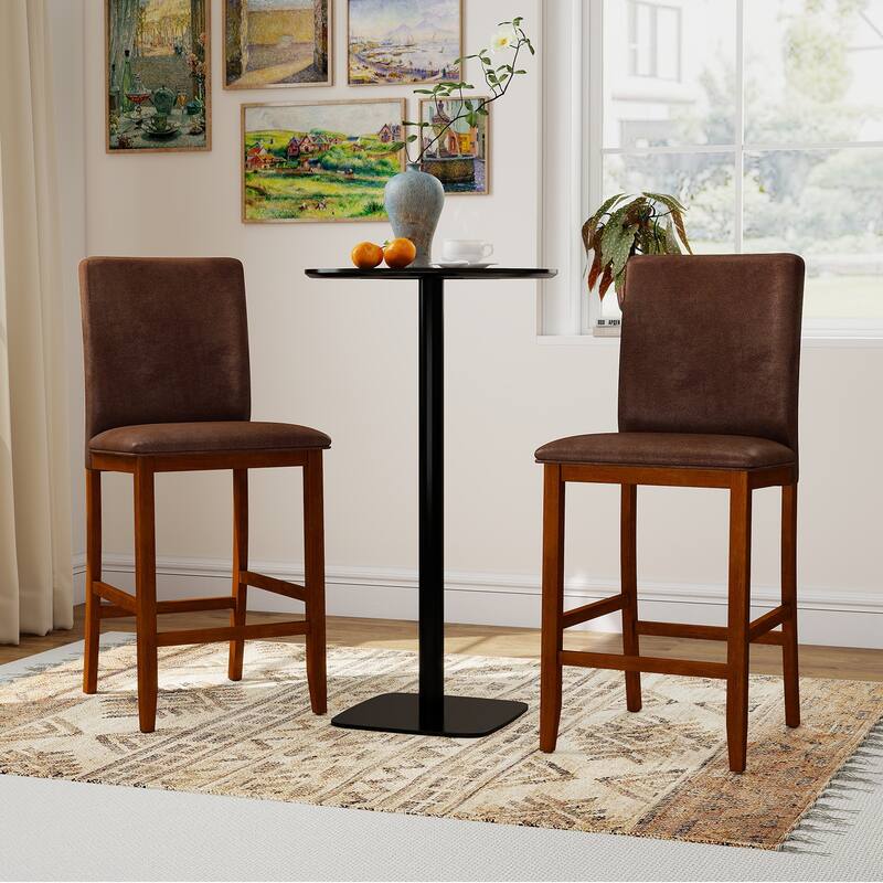 Gymax 26 Inch Counter Barstools Set of 2 w/Upholstered Seat & Backrest