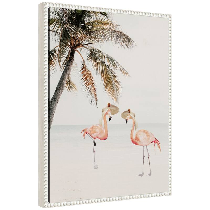 Kate and Laurel Sylvie Flamingos on Vacation Framed Canvas by July Art Prints - 18x24