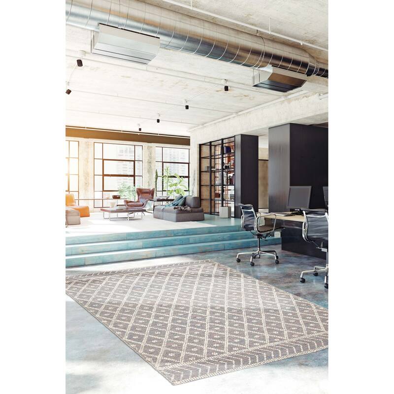 ECARPETGALLERY Braid weave Sienna Grey Wool Rug - 6'2 x 9'2