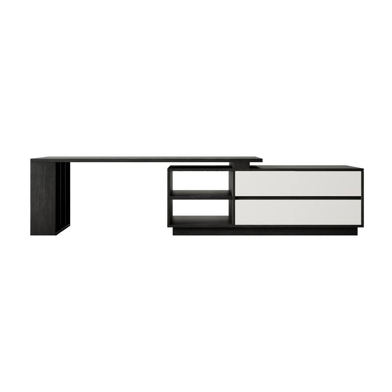 Extendable Coffee Table with LED Lights & 2 Drawers - 43.3" to 70.86"
