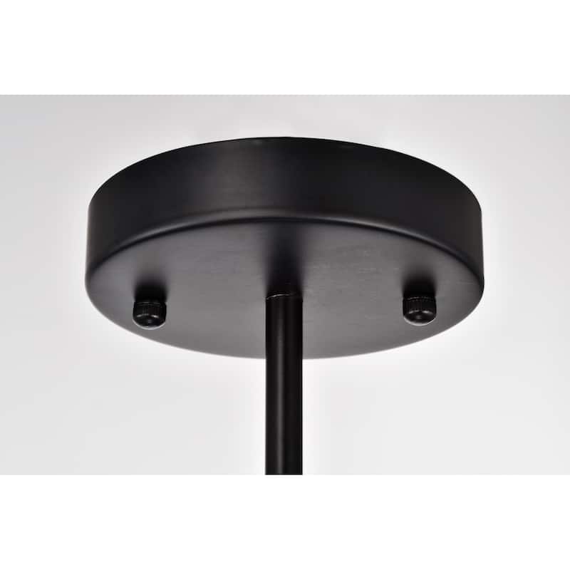 Shacer Matte Black/Faux Wood 3-light Drum Cage Chandelier