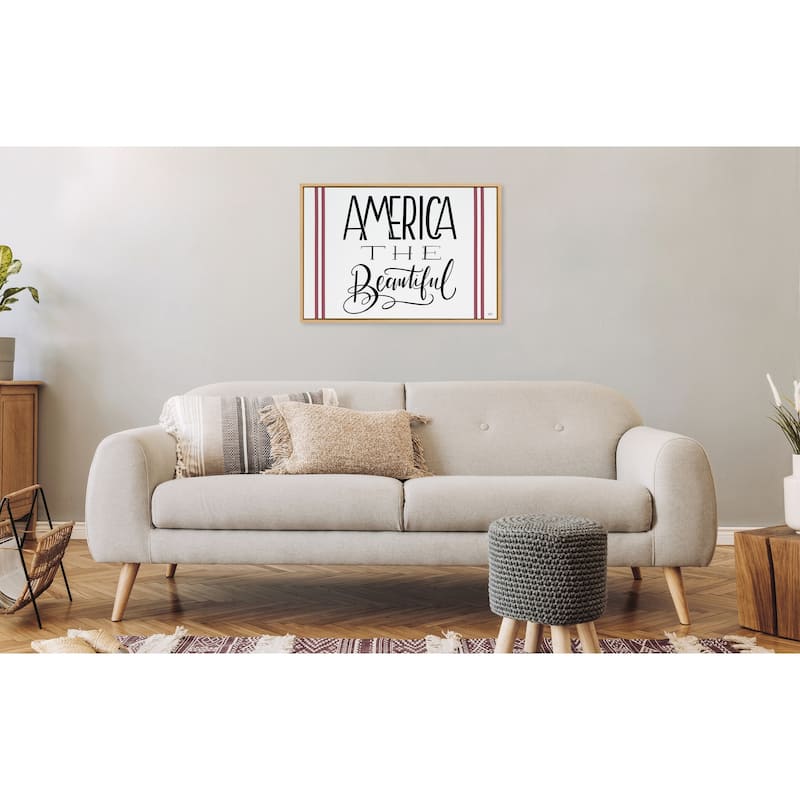 Kate and Laurel Sylvie America The Beautiful Framed Canvas by Valerie McKeehan of Lily and Val
