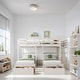 preview thumbnail 1 of 7, Full Over Twin & Twin Wood Triple Bunk Bed with Drawers and Guardrails, White