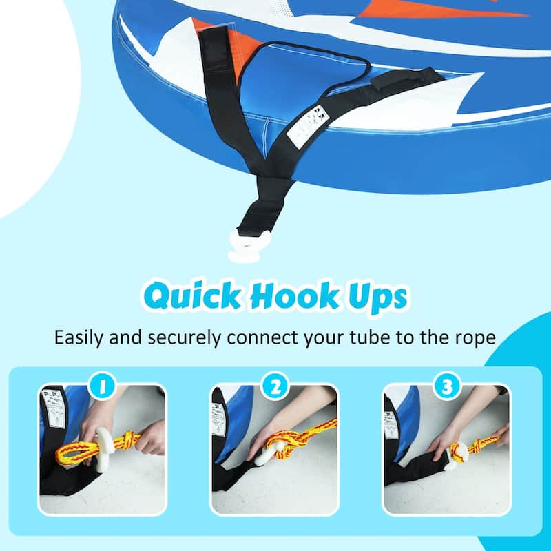 VEIKOUS Inflatable Towable Tube for Boating, Heavy-Duty 510 lbs Capacity, Premium Nylon Cover - 66.9''×66.9''×30.3''