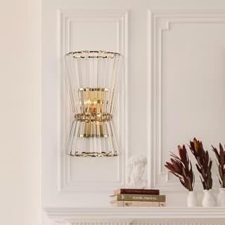 Luxury 2-Light 23.6" Wall Sconce Modern Gold Bathroom Vanity Lights - 23.6-in H x 4.72-in W x 2.4-in D