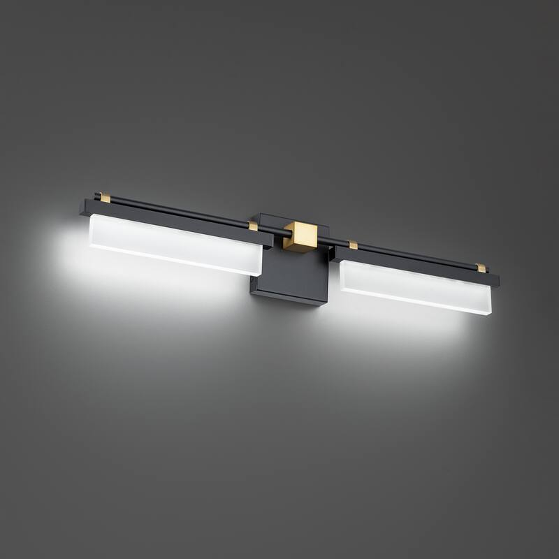 Two Fold 20in LED Bath Vanity & Wall Light 3000K in Black Aged Brass