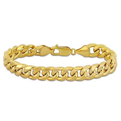Miadora 9.25mm Miami Cuban Link Chain Bracelet in 10k Yellow Gold - 7.5 in