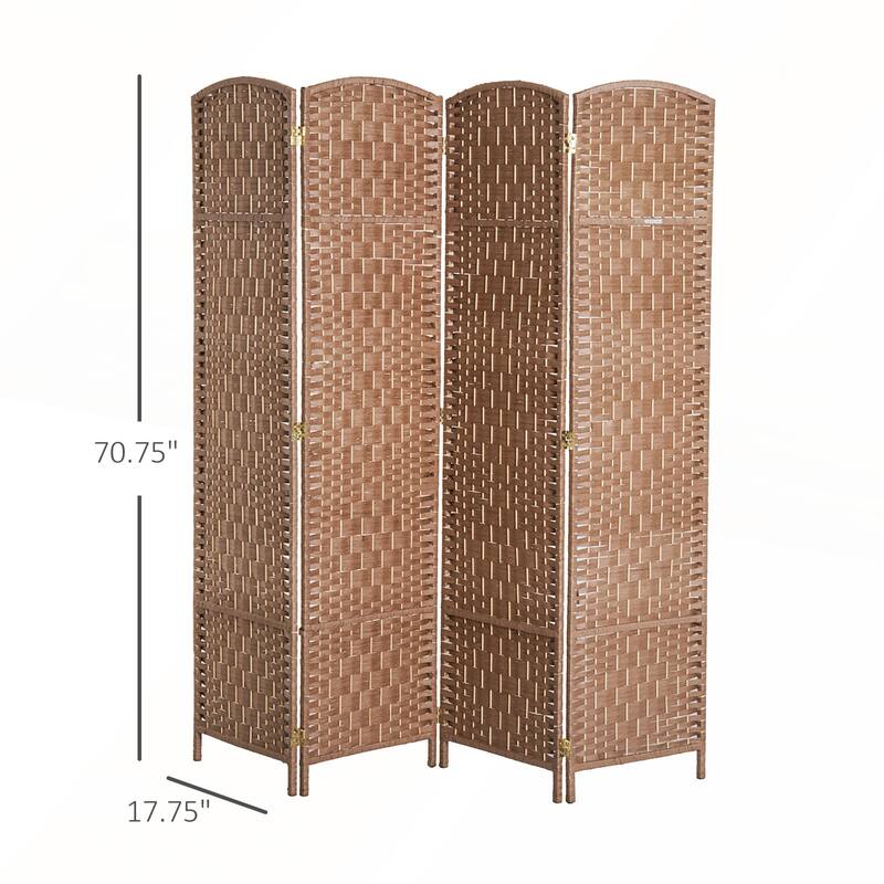 6' Tall Wicker Weave 6 Panel Room Divider Privacy Screen
