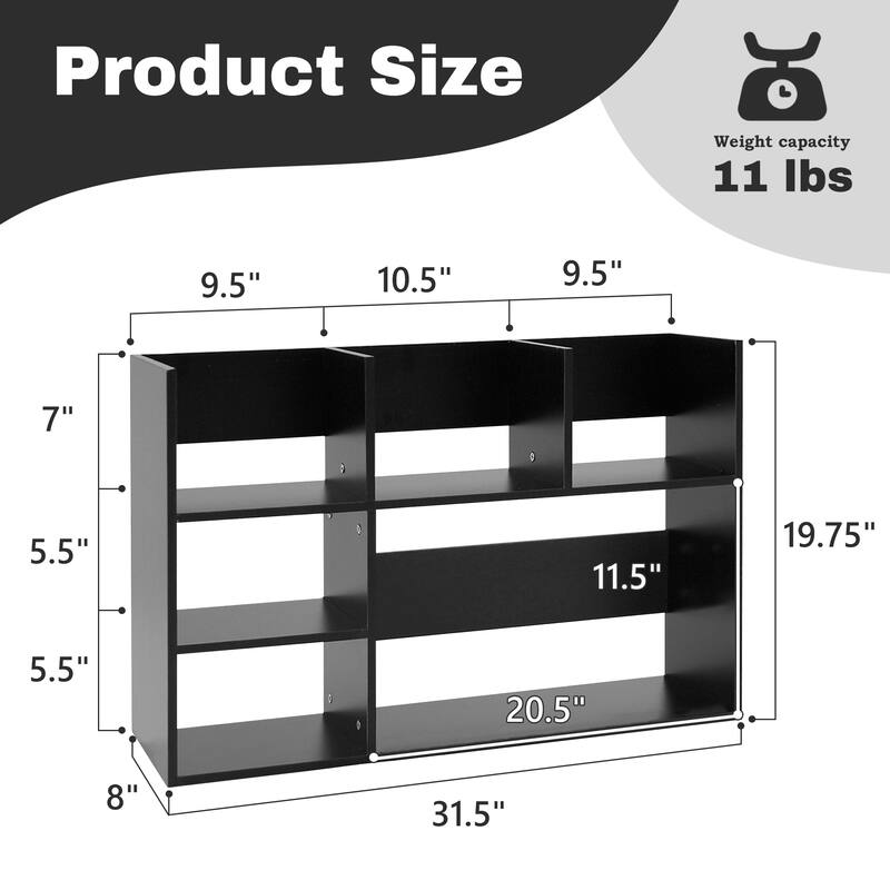 Desk Organizer Large Shelf Multi Compartments Units Wood Desktop Storage Organizer Black