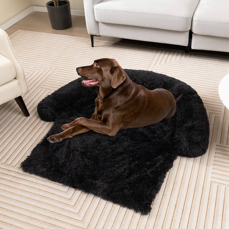 Costway Plush Calming Dog Couch Bed with Anti-Slip Bottom Plush Mat