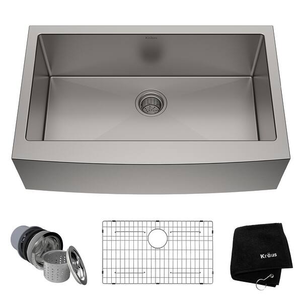 slide 2 of 26, KRAUS Standart PRO Stainless Steel 33 in 1-Bowl Farmhouse Kitchen Sink