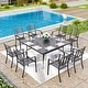 preview thumbnail 10 of 54, MAISON ARTS 9-Piece Patio Dining Set, 60 Inch Square Metal Table and 8 Metal Dining Chairs Black Tabletop-Modern Chairs