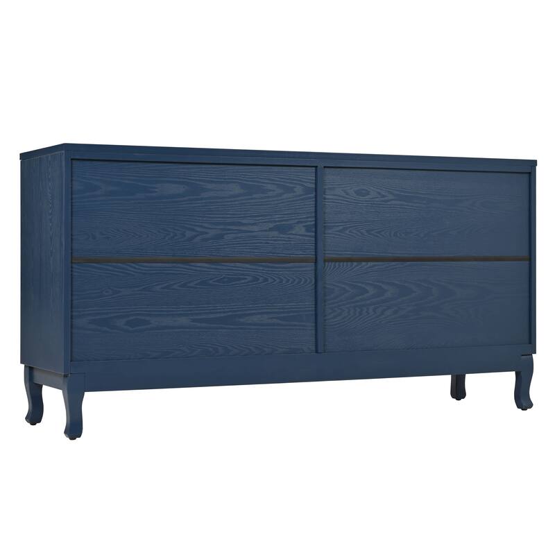 Modern Elegant Sideboard with 4 Doors, Height Adjustable, for Study, Entryway, and Living Room, Navy Blue