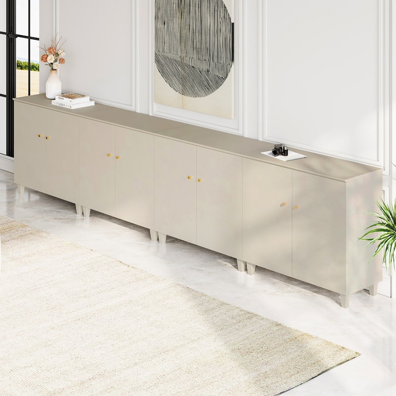WAMPAT Modern TV Stand, Tall Entertainment Center with Doors
