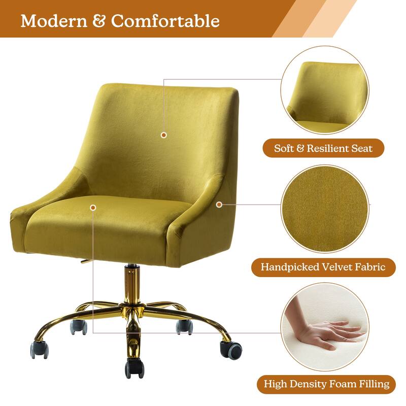 Carina Modern Upholstery Task Chair with Golden Base by HULALA HOME