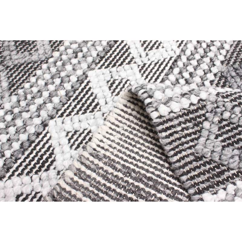 ECARPETGALLERY Braid weave Sienna Dark Grey Wool Rug - 5'1 x 7'6