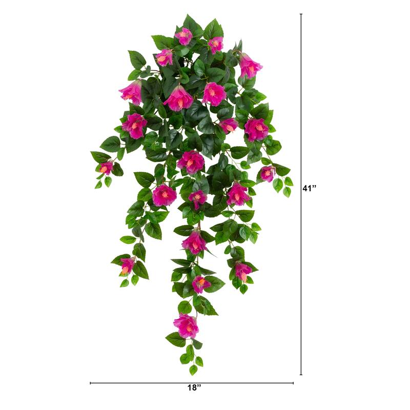 41-in UV Resistant Artificial Hibiscus Hanging Plant - Set of 2