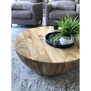 Shop Mango Wood Coffee Table In Round Shape, Dark Brown ...