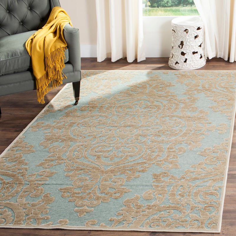 SAFAVIEH Paradise Eilika Watercolor Modern Viscose Rug - 7'6" x 10'6" - Stone/Aqua