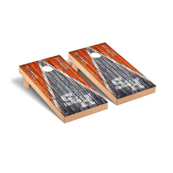slide 2 of 5, Sam Houston State SHSU Bearkats Weathered Cornhole Board Set