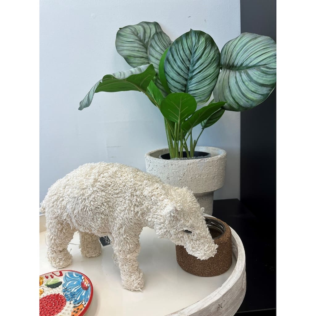 Sm Knitted Bocule White Bear Dia 11.8" - WHITE