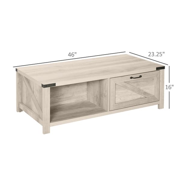 HomCom Industrial Coffee Table Side End Desk with 1 Drawer, 2 Open ...