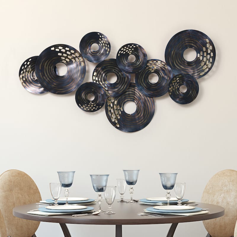 Colorful Hand Painted Etched Metal Wall Sculpture