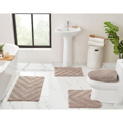 Better Trends Hugo Collection 100% Cotton Tufted Bath Rugs with Chevron Patterns, High Absorbency, Anti-Skid, Easy to Clean