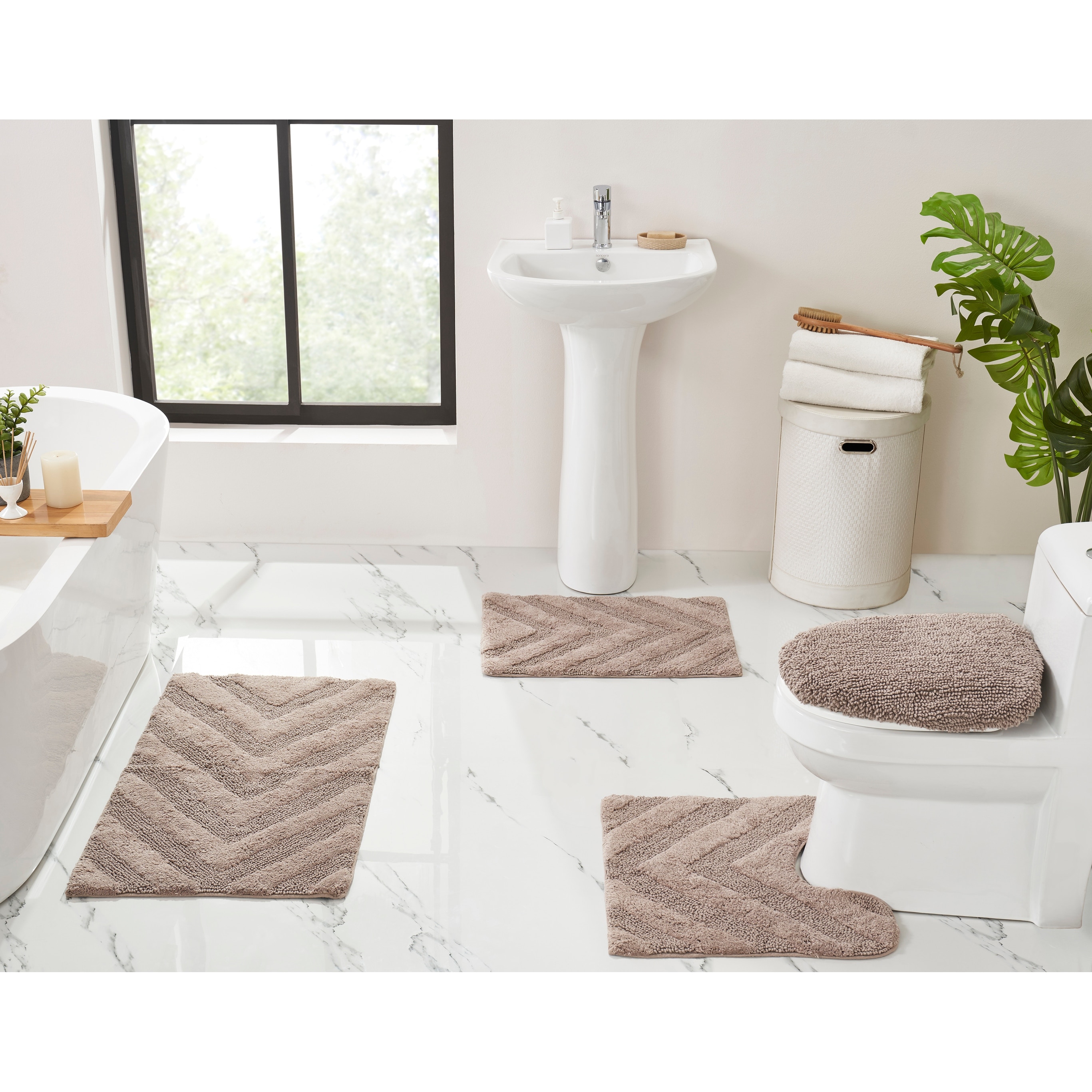 Better Trends Hugo Collection 100% Cotton Tufted Bath Rugs with Chevron Patterns, High Absorbency, Anti-Skid, Easy to Clean