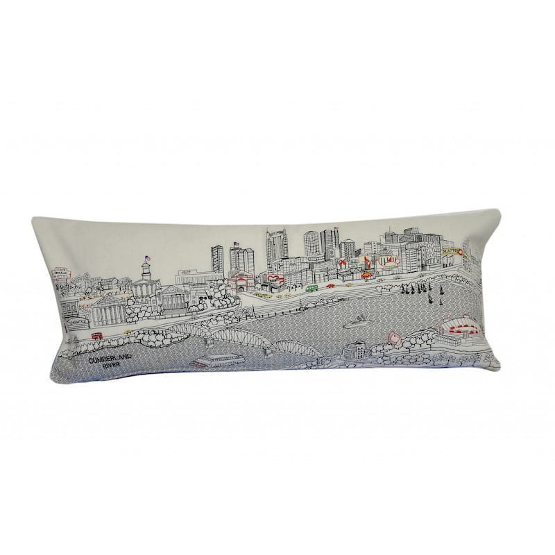 HomeRoots 35" White Nashville Daylight Skyline Lumbar Decorative Pillow
