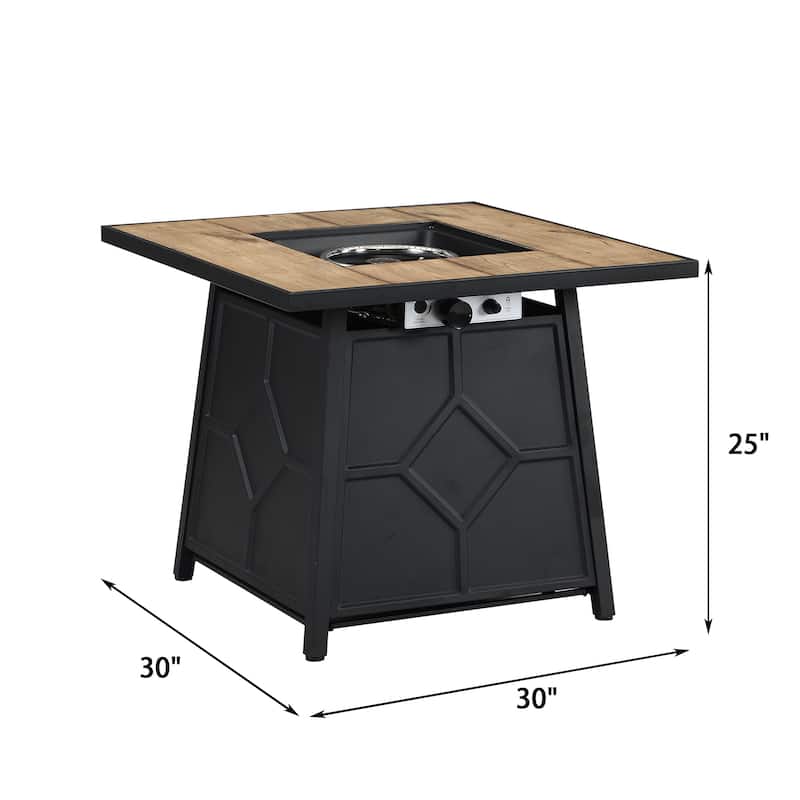 Clihome 23.62-inch Square 40,000 BTU Auto-Ignition Propane Gas Firepit
