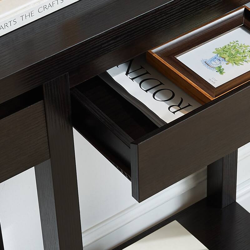 Entryway hallway Console Table with one drawer one shelf wooden leg frame handleless design