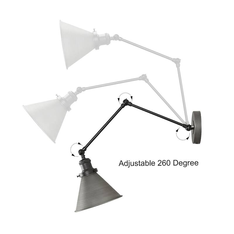 Set of 2 Modern Adjustable Swing Arm Lights Plug-in Hardwire Wall Sconces