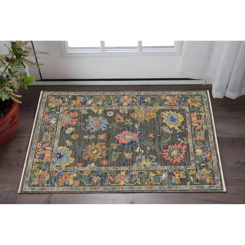 HomeRoots Oriental Traditional Rectangle Area Rug - 60.24 in. x 39.37 in.  x 0.32 in.