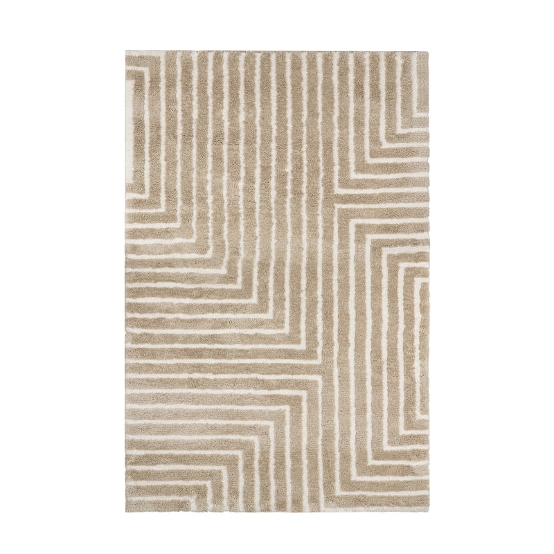 Glitzhome Modern Geometric Abstract Pattern High-Low Shag Area Rugs