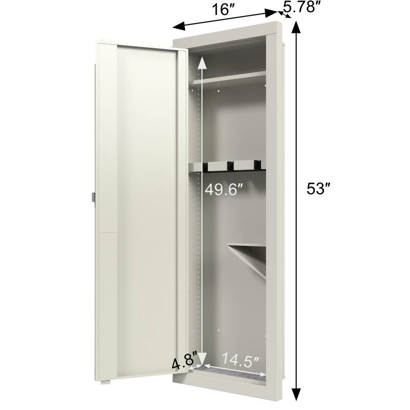 Wall Gun Safe, Gun Safes for Home, Wall Safes Between The Studs, Quick-Access Rifle Safe with Removable Shelf
