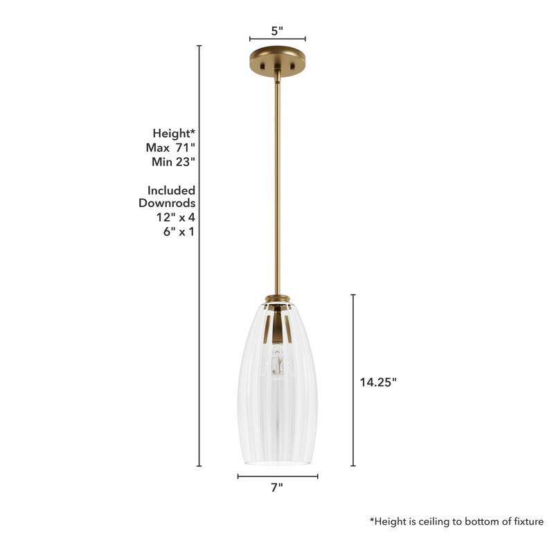 Hunter Rossmoor Luxe Gold 1 Light Pendant w/ Clear Glass - Kitchen, Dining Room, Foyer - Formal, Modern - Designer!
