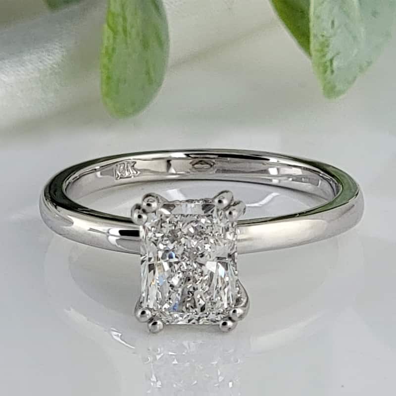Auriya Lab Grown 1 1/2ct Radiant-cut Hidden Halo Solitaire Diamond Engagement Ring in 14k Gold Certified (H-I, VS1-VS2)
