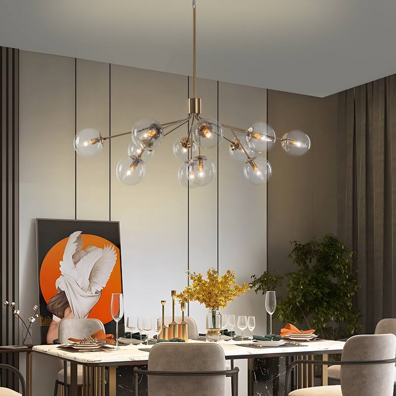 Starsky 12-Light Clear Bubble Glass Chandelier for Dining Room, Entryway, Living Room, Kitchen Island