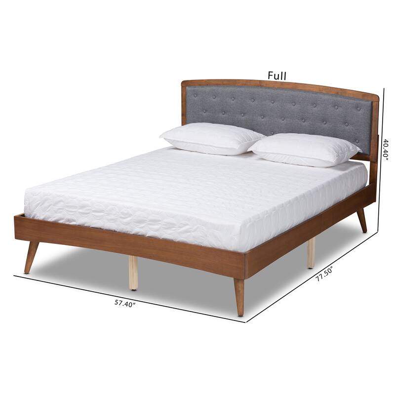 Ratana Mid-Century Modern Transitional Wood Platform Bed-Grey