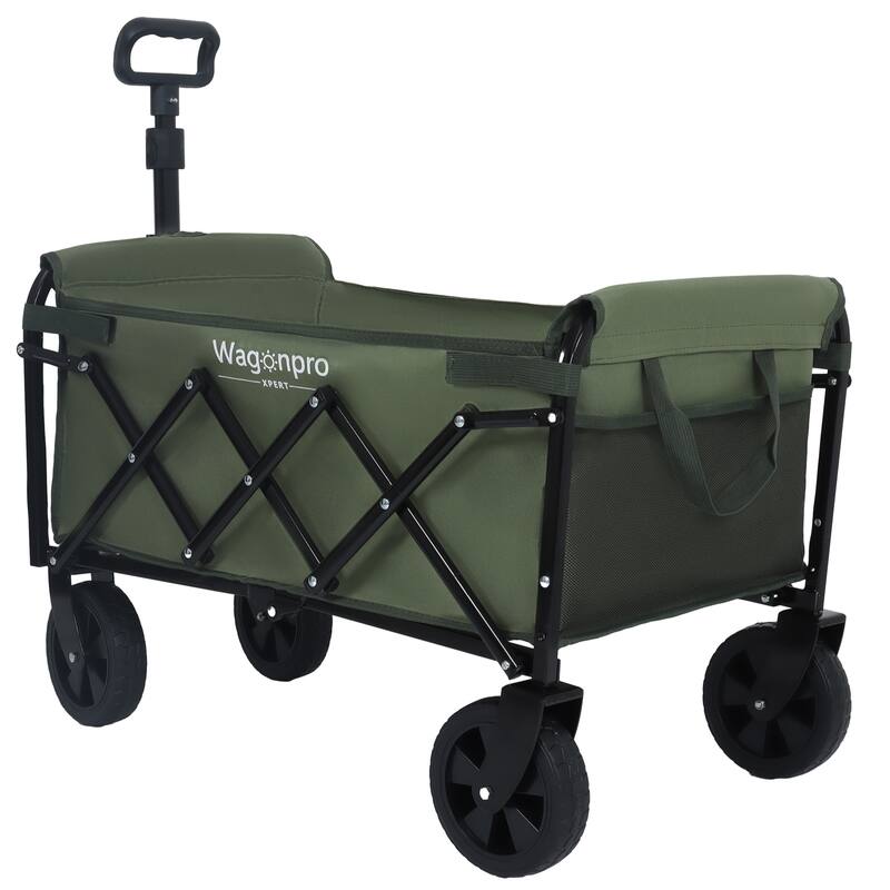 Expandable Dual-Layer Utility Wagon with 100% Extra Space - Grocery Cart for Camping, Shopping, Sports, Gardening, Fishing