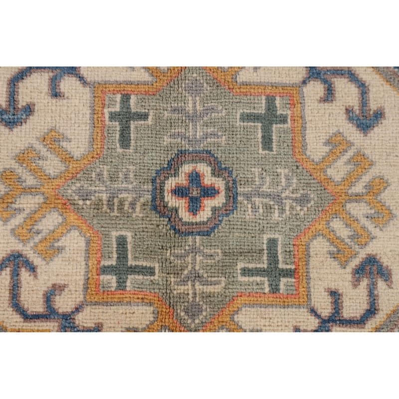 Blue Geometric Kazak Oriental Rug Handmade Traditional Wool Carpet - 6'8" x 10'0"