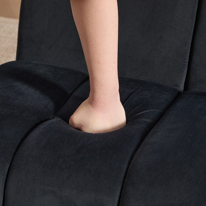 24.4" Wide Modern Upholstered Armless Chair With Black Metal Legs,Accent Chair