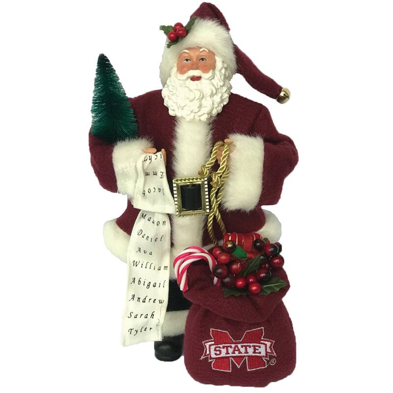12 inch Mississippi State Santa - red